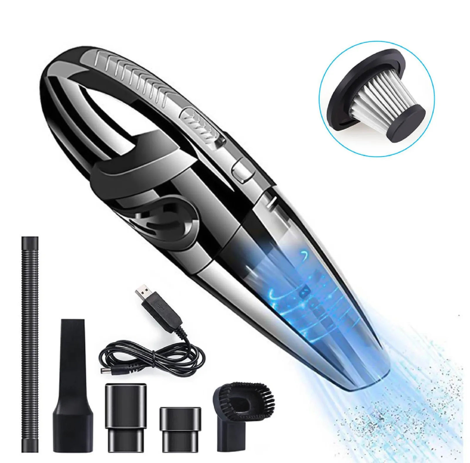 

Мини-пылесос для автомобиля, портативный Перезаряжаемый пылесос для сухой и влажной уборки, двойное использование, портативные беспроводн...