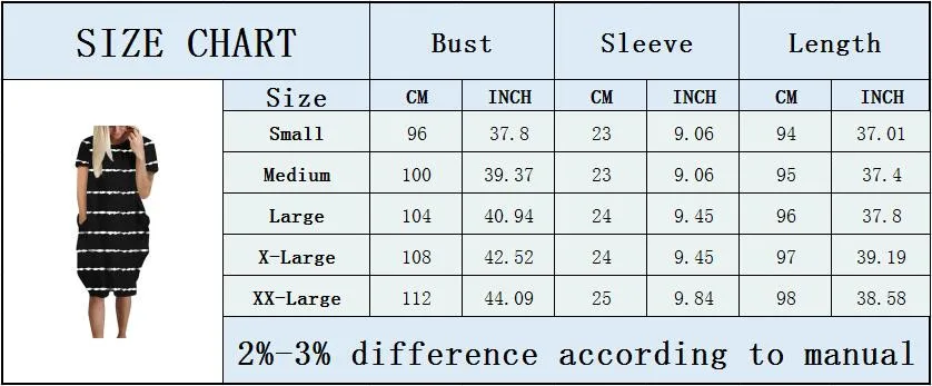 

Elegant Striped Printed Dresses Women's Short Sleeve Casual Tunic Dresses Pockets Plus Size T-shirt Dress Femme Robe