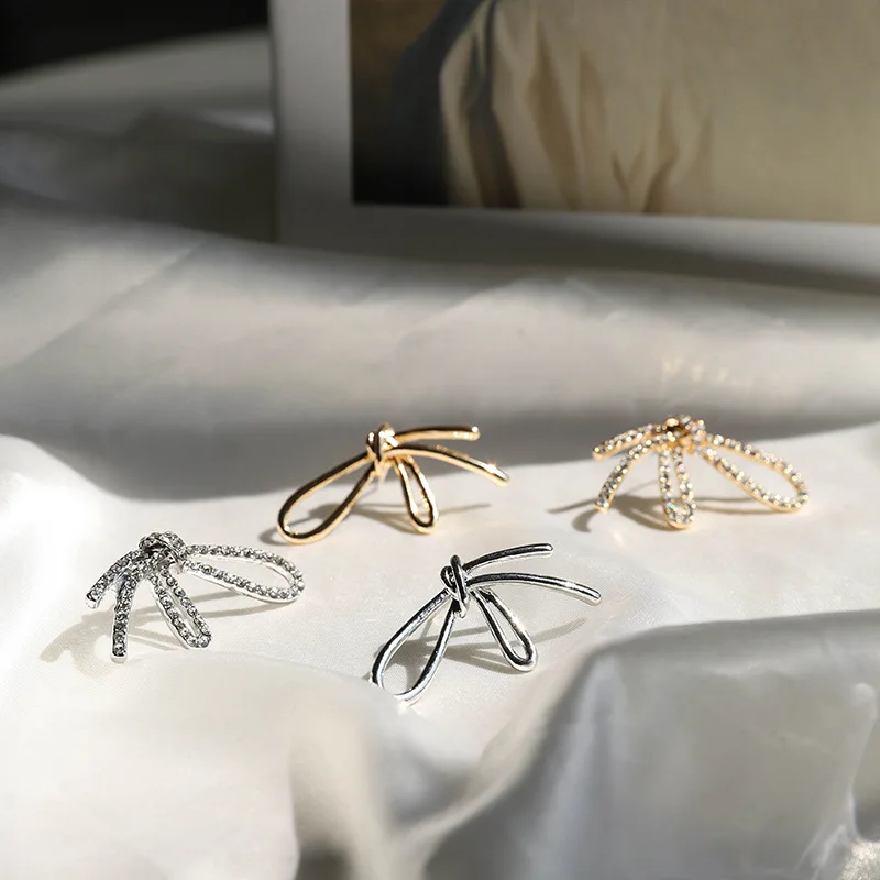 Новое поступление 2019 модные женские висячие серьги с бантом и кристаллами новые