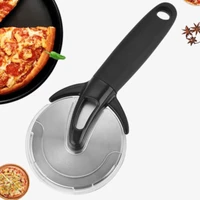 stainless steel pizza cutter round shape pizza wheels cutters cake bread knife cutter pizza kitchen tools with plastic handle