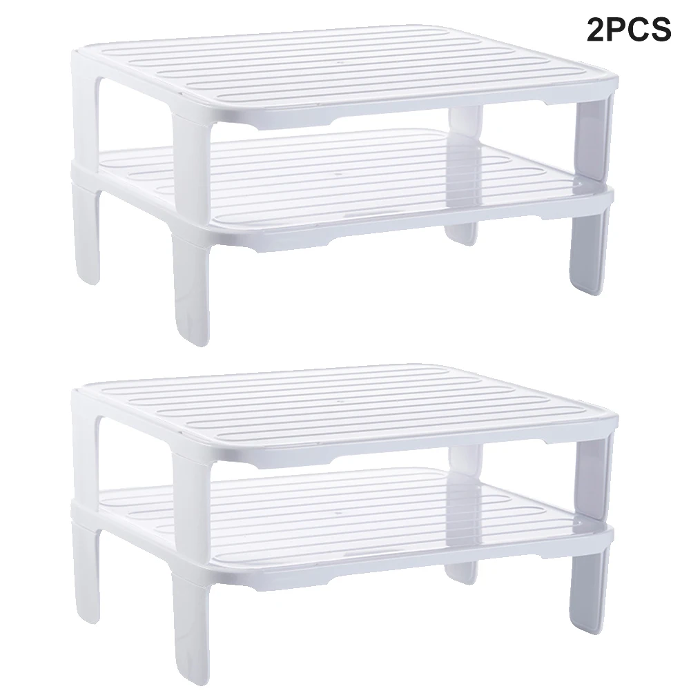 2pcs Pantry Shelves Cupboard Organiser Non-Slip Freestanding Space Saving Food For Kitchen Stackable Portable DIY Storage Holder | Дом и сад