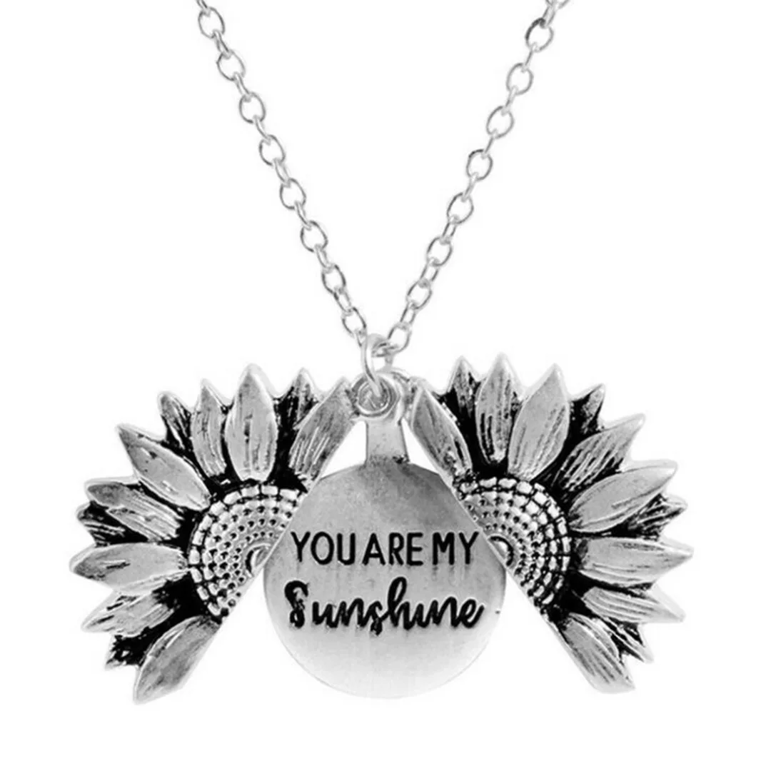 Новое Двухслойное ожерелье с выгравированным подсолнухом и открытым шармом