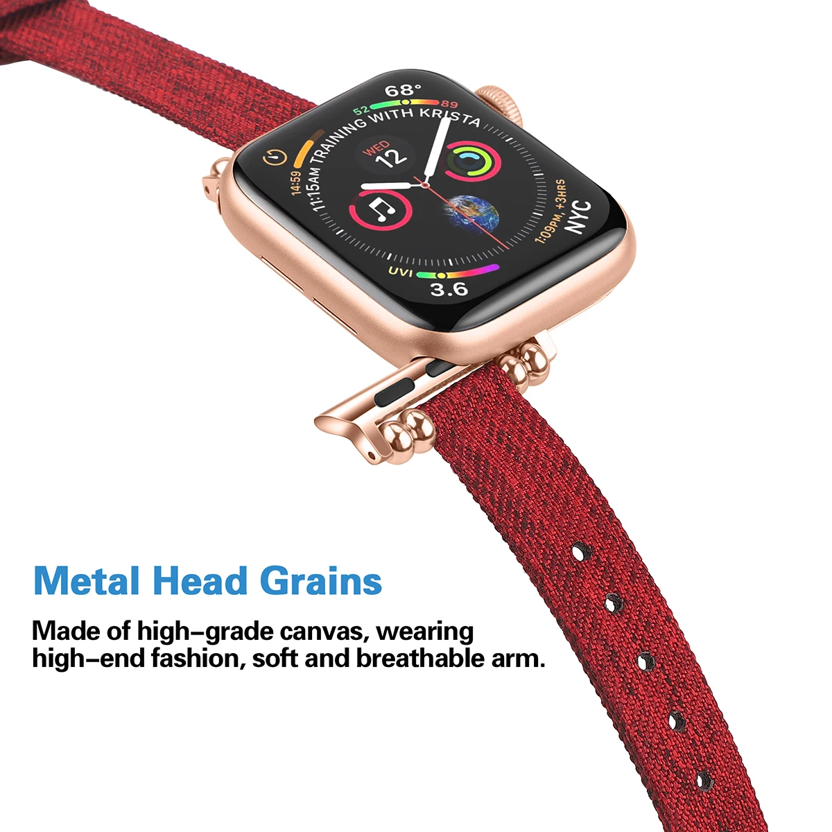 

Nylon Canvas Watchband for Apple Watch Series 6 5 4 38/40mm Women Jewelry Strap Bracelet Band for iwatch 42/4mm Red pattern