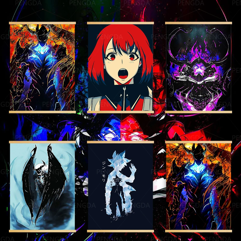 

Home Decoration Canvas Pictures Japan Anime Poster Print Wall Artwork Wooden Scroll Hanging Painting Girls Bedside Background