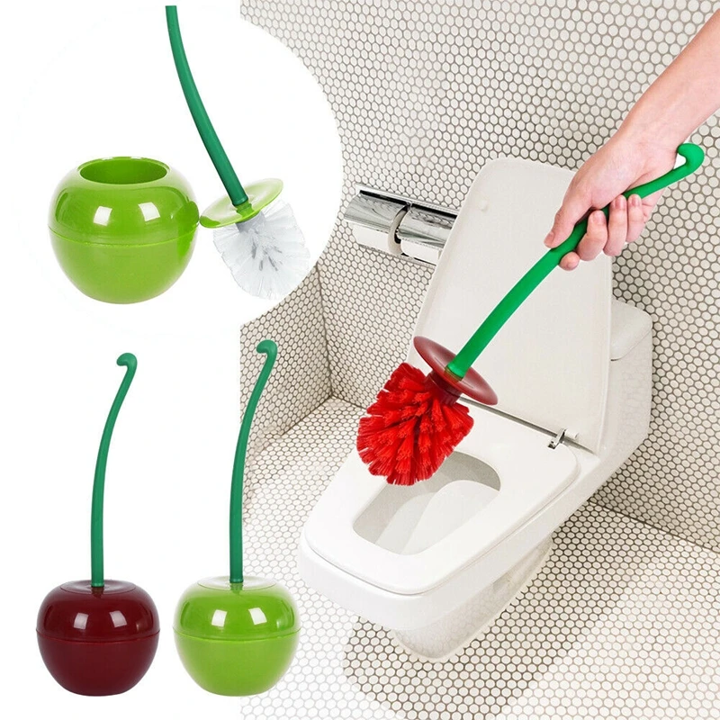 creative lovely cherry shape lavatory brush toilet brush holder set cleaning bathroom toilet accessories free global shipping