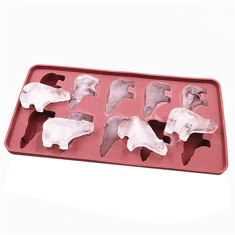 10-Grids Ice Box with Lid Cute Polar Bear Shape Pop Maker Household Silicone Reusable Popsicle Mold Tray | Дом и сад