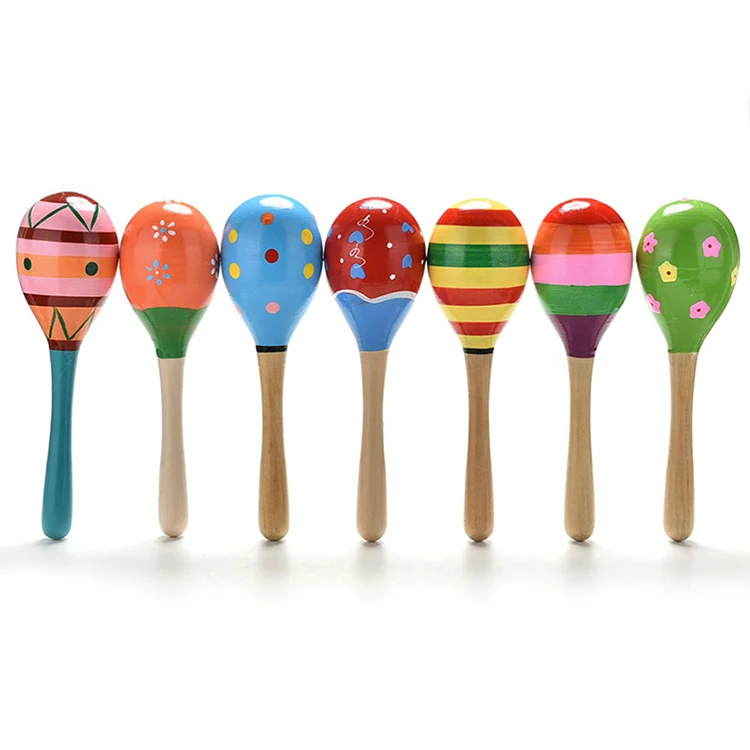 12cm Baby Kids Wooden Ball Toy Sand Hammer Rattle Musical Gift Infant Toy Percussion Children Instrument O5Q7
