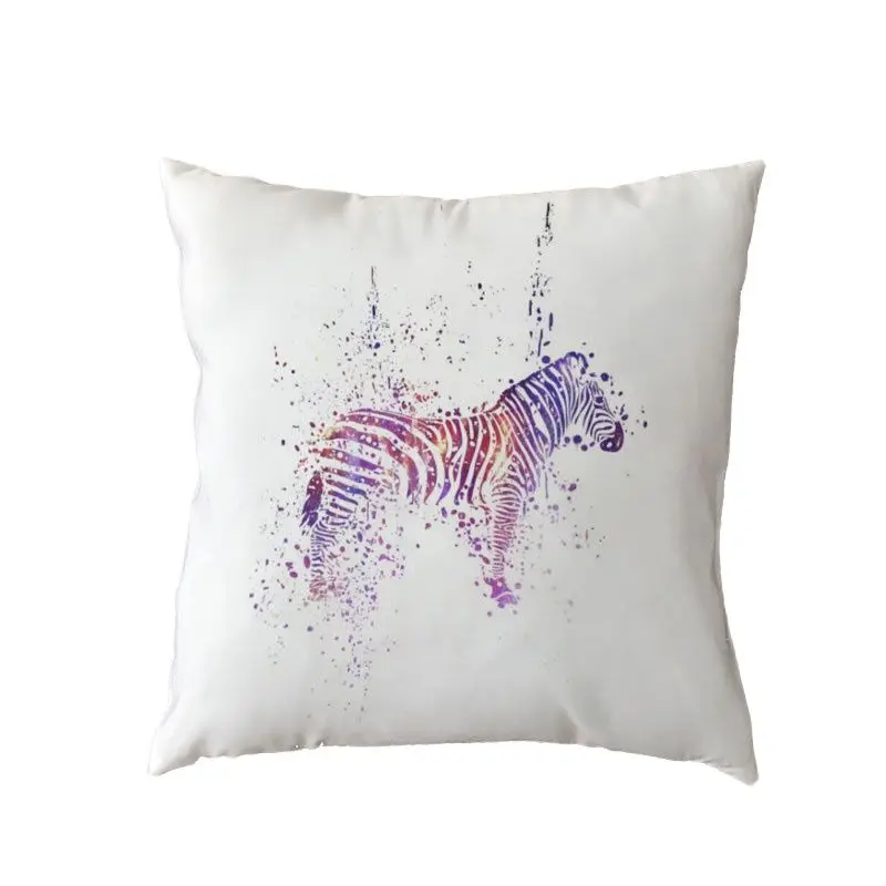 Простой Чехол на подушку в акварельном стиле черный белый Зебра домашний подарок