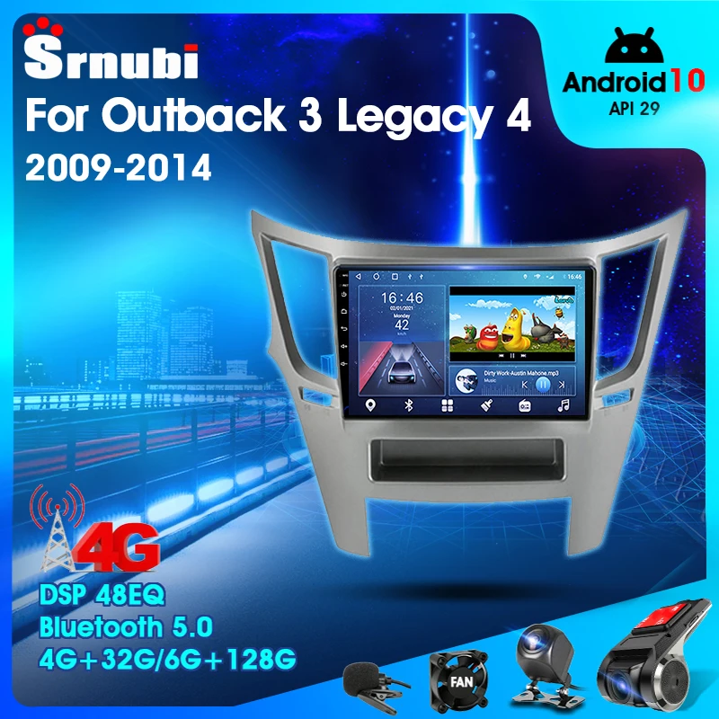 

Автомагнитола Srnubi, 2 Din, Android 10, мультимедийный видеоплеер для Subaru Outback 3 Legacy 4 2009-2014