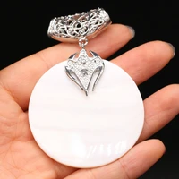 1pcs new hot sale natural shell round pendants for earring necklace jewelry making charm women gift size 50x50mm 60x60mm