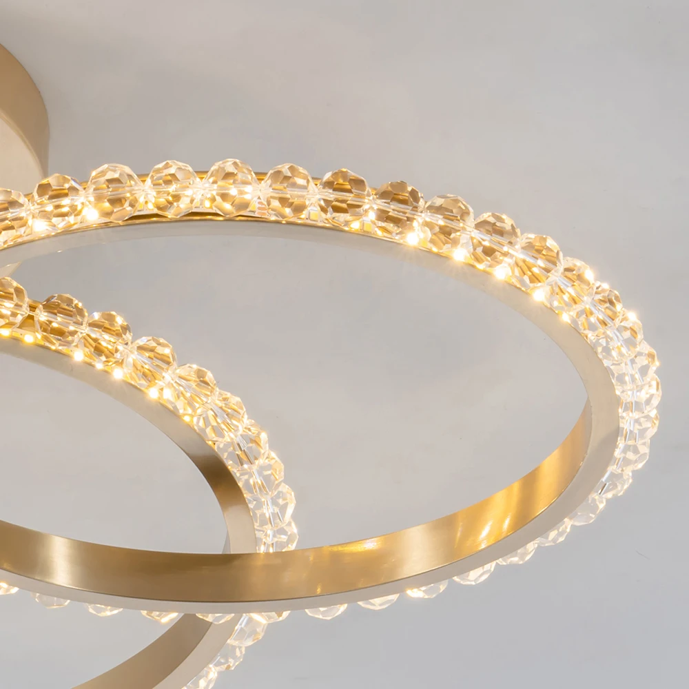 

Modern chandelier for living room gold round circle rings crystal led changdeliers for bedroom dining room light fixtures