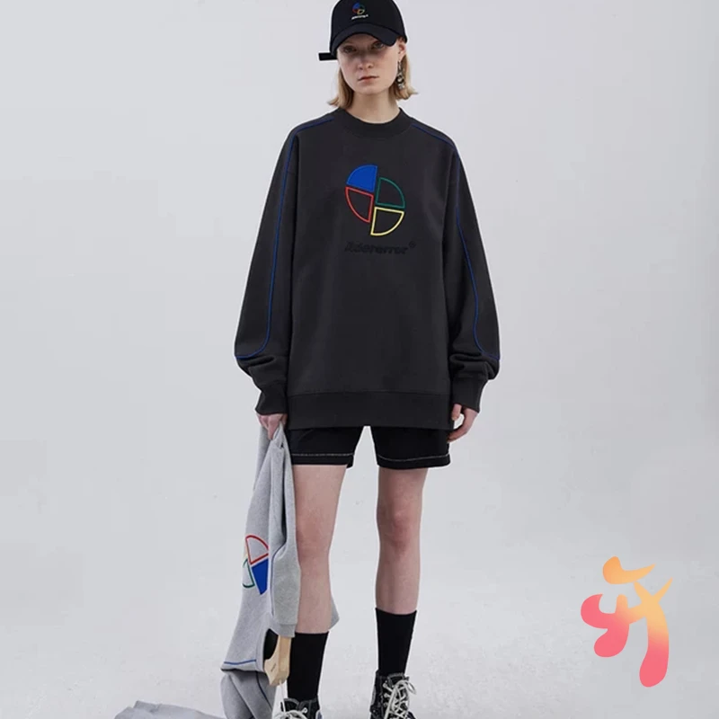 

ADER ERROR Sweatshirt Fan-shaped Letter Pattern Embroidery Loose Pullover Adererror Couple Sweatshirts