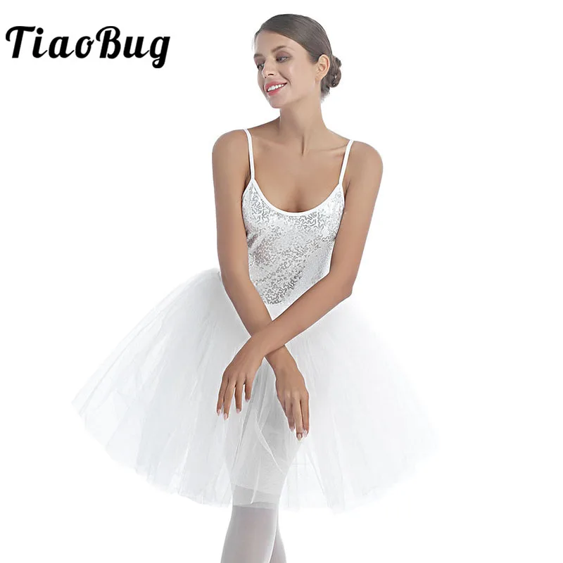

Женское балетное платье с блестками, белое Тюлевое балетное платье-пачка, профессиональное балетное трико, танцевальный костюм лебедей для...