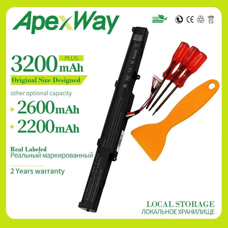 Apexway 3200 мАч 14,8 V Аккумулятор для ноутбука ASUS A41-X550E X450 X550V X450E A450V F450E F450JF F450C A450J X450J серии X751L X751M