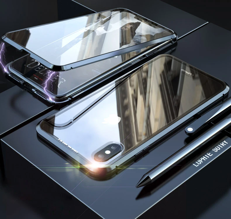 Роскошный чехол для Apple iPhone 7 8 Plus X 10 XS Max XR прозрачный стеклянный задней панели