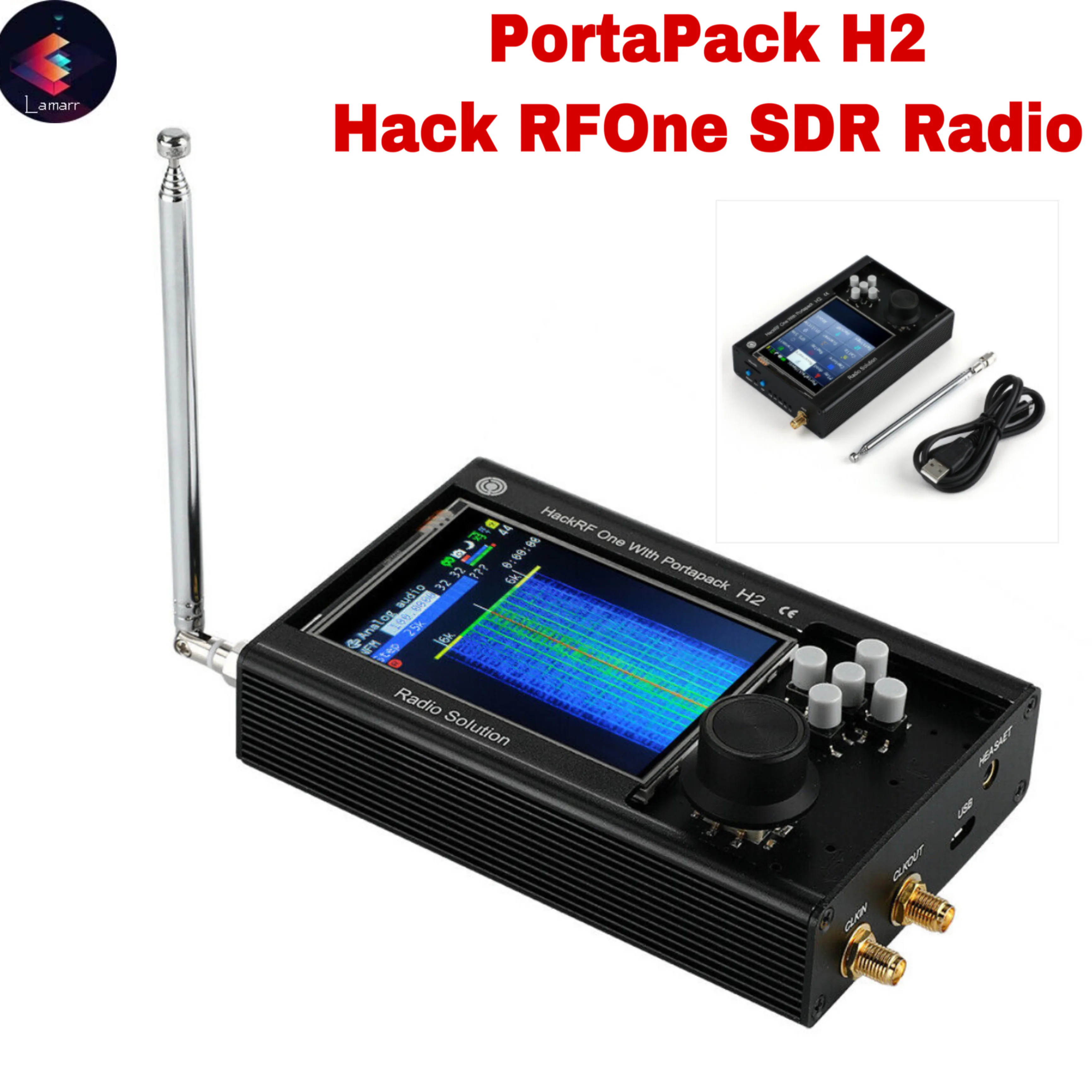 

HackRF SDR Havoc audio receiver+Full function Portapack H2 radio +0.5ppm TCXO 1MHz-6GHz+3.2" Metal Case Bulid-In Battery