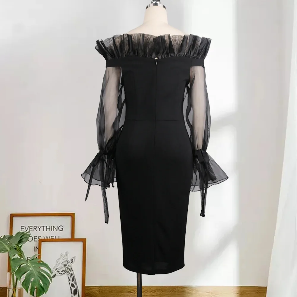 

Woman Dress 2021 Spring Sexy Perspective Mesh Long Party Dress Women Summer Casual Slim Oversized Backless Office Bodycon Dress