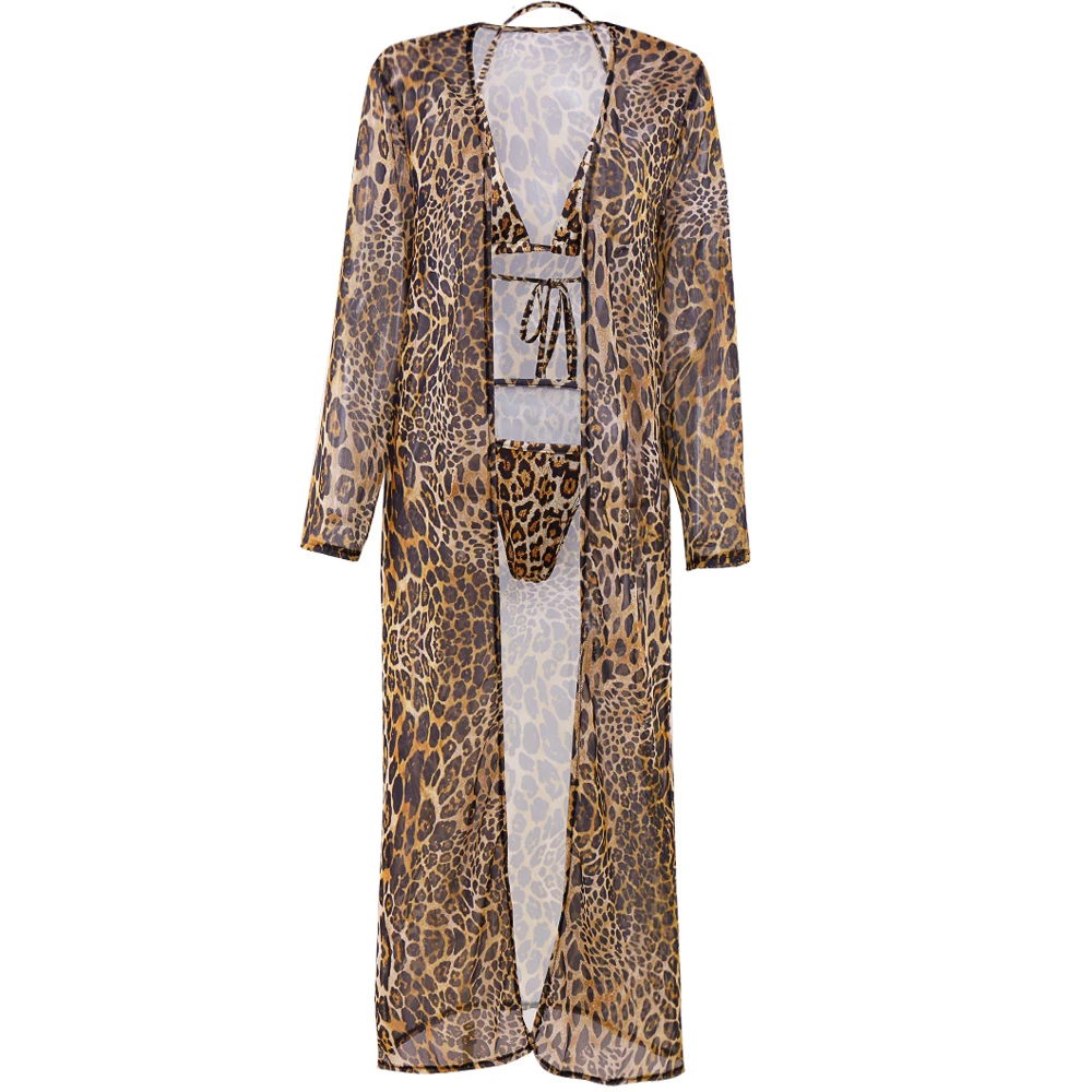 Сексуальные бикини с леопардовым принтом 2020 женский купальник мини накидка