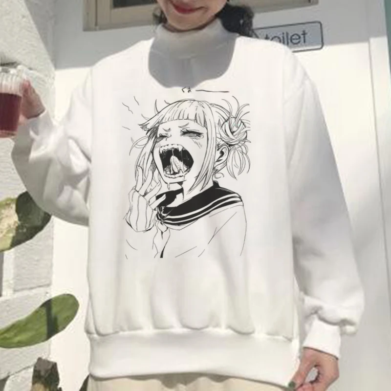 Женская толстовка с длинным рукавом KPOP Готическая теплая белая большого размера