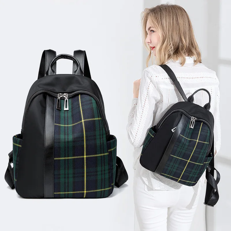 Check Pattern Backpack Women 2021 Spring New Korean Version Easy To Take Large-capacity Oxford Cloth Backpack Travel Bag