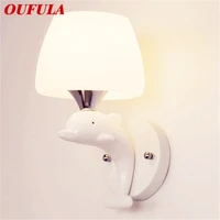 oufula wall lights modern led lamps creative cartoon indoor two heads white dolphin for home children