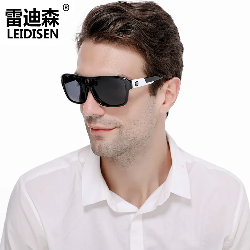 

LEIDISEN Hot New Fashion Square Polarizing Sunglasses UV400 Men's Glasses Classic Retro Brand Design Driving Sunglasses