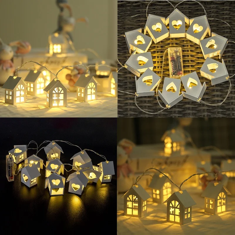 10LED/20LED гирлянда Европейский Стиль древесины любящее сердце Дом строка