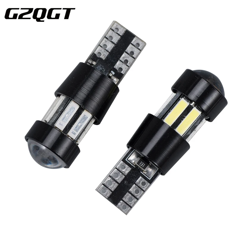 2 шт. T10 LED canbus W5W 194 168 led внутренние Ксеноновые белые CANBUS NO OBC ERROR t10 10SMD 7020 с