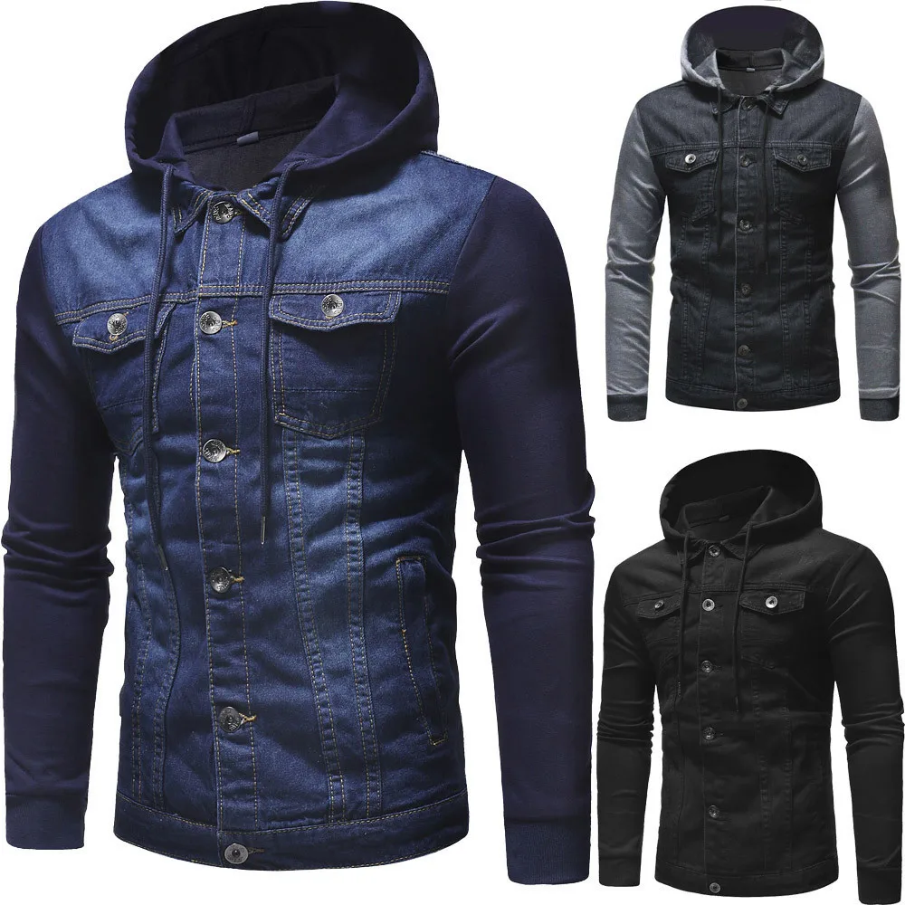 Мужская повседневная куртка S.ARCHON осенняя из джинсовой ткани с длинным рукавом