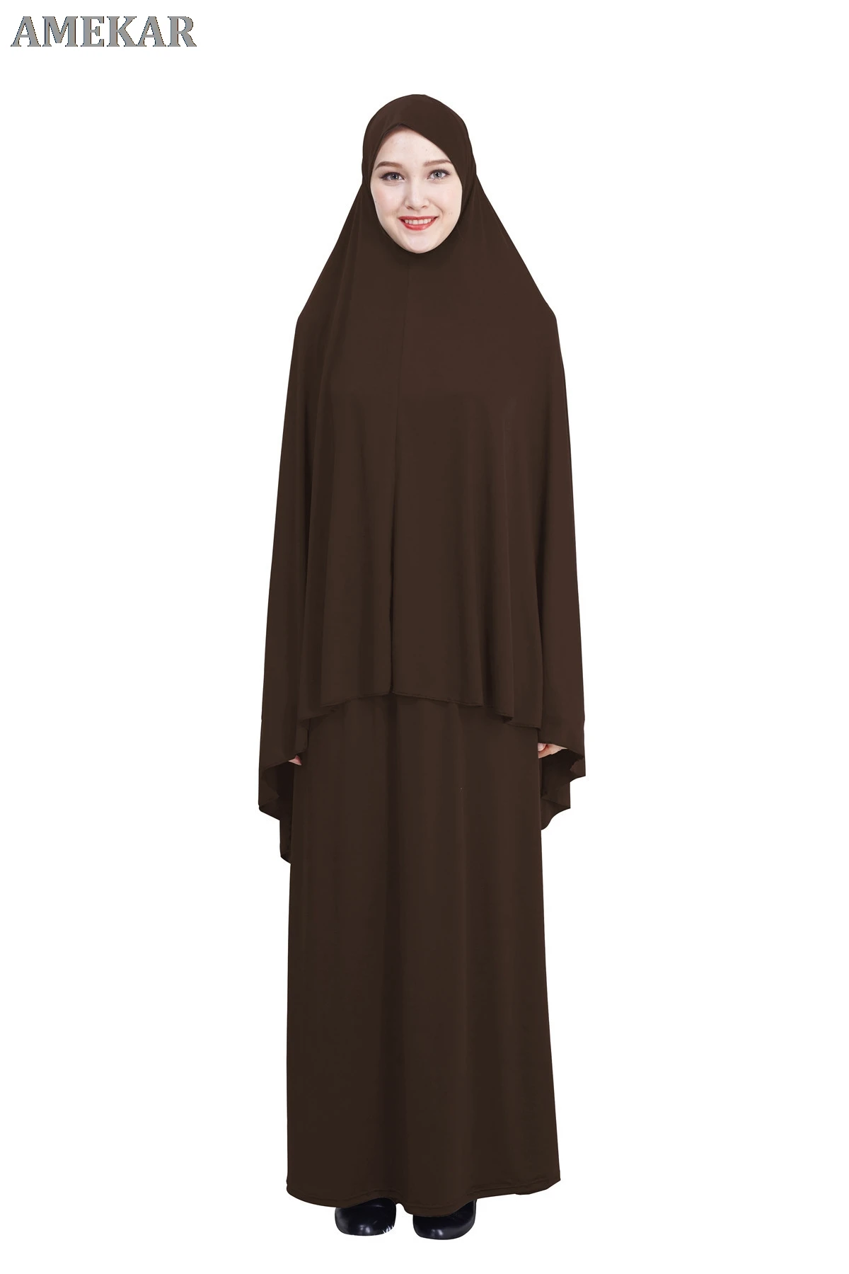 

Full Cover Muslim Women Prayer Dress Niquab Long Scarf Khimar Hijab Islam Large Overhead Clothes Jilbab Ramadan Arab Middle East