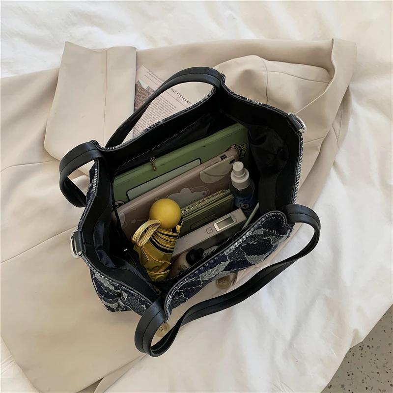 

Women Big Casual Tote Bags High Quality Canvas Shopper Shoulder Bag Luxury Brand Handbag Lady Hit Color Crossbody Bag Grand Sac