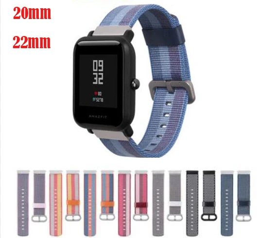 Ремешок 20 мм 22 для samsung galaxy watch 42 46 active 2 s2 s3 Neo Live Pebble time zenwatch S S2 E 1 pro нейлоновый