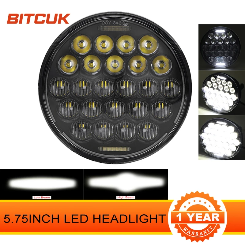 

5.75 inch Black LED Headlight DOT Moto Light High Low Beam DRL For Harley Sporster XL 1200 883 Dyna Glide Fat Bob Street