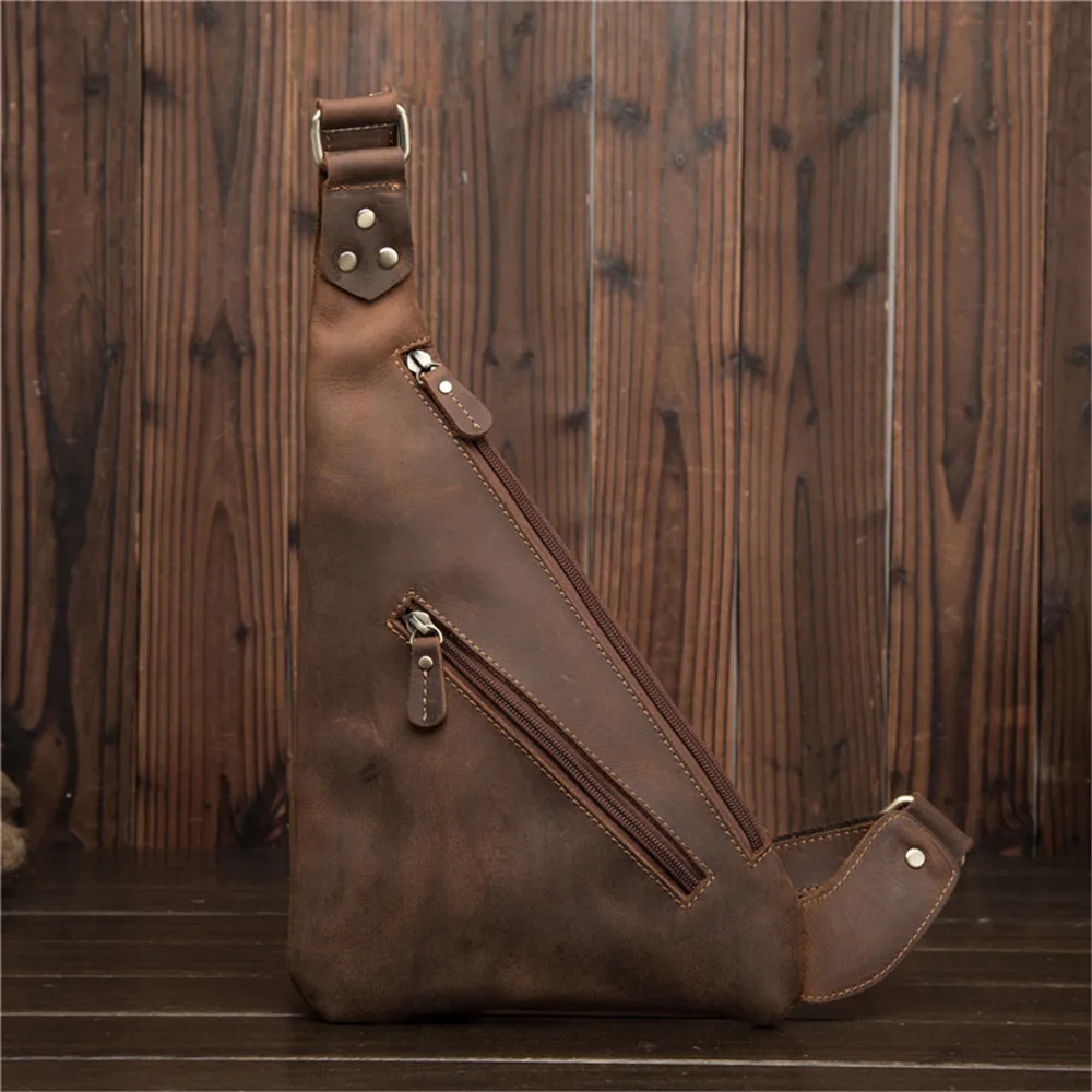 Original Design Chest Packs for Men Genuine Leather Crossbody Bag Male Fashion Shoulder Messenger Bag Men's Leather Chest Bag