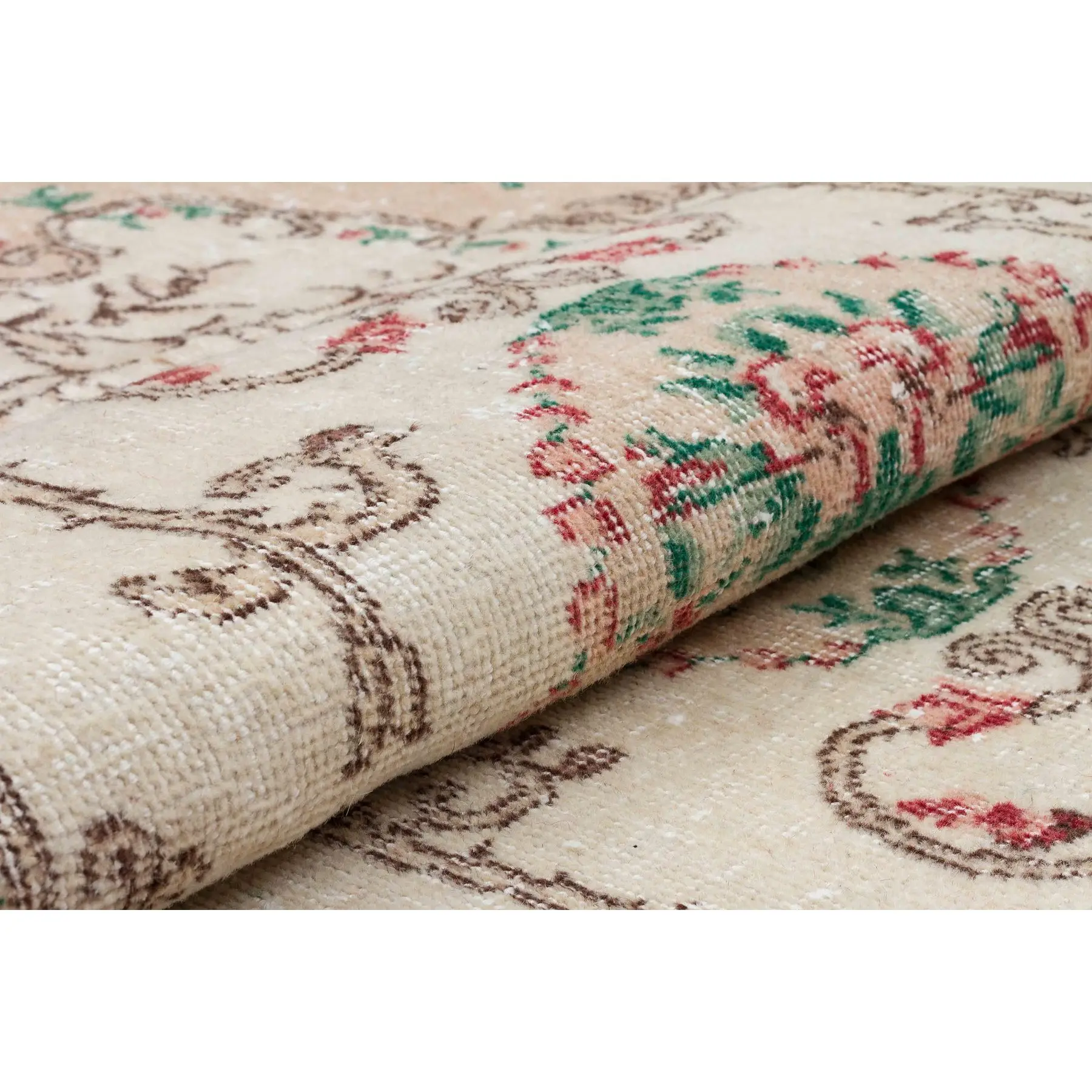 

Beige Handmade Rug, Anatolian Design Floral Rug, Decorative Rug 2513