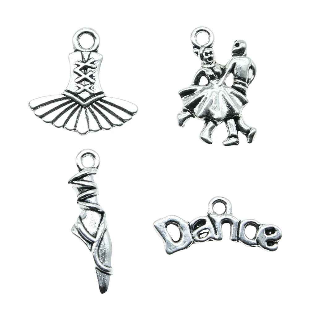 20 шт. винтажные античные серебряные шармы для танцев юбка ювелирное изделие