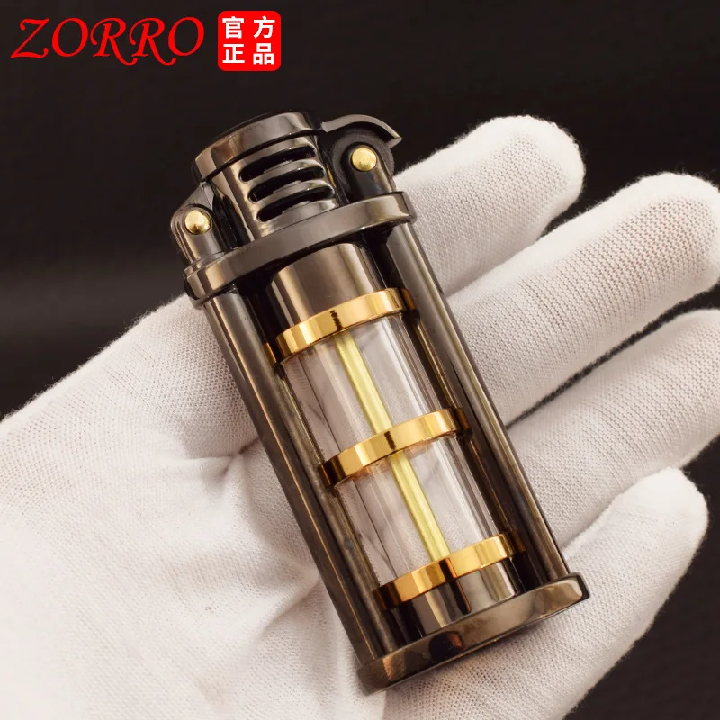 Zorro New Retro Grinding Wheel Kerosene Lighter Transparent Body Portable Cigarette Igniter Men's Cigarette Accessories Tool enlarge