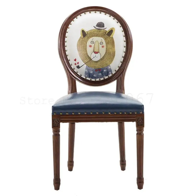 Американский Стул Для ресторана в стиле ретро из массива древесины дуба домашнее