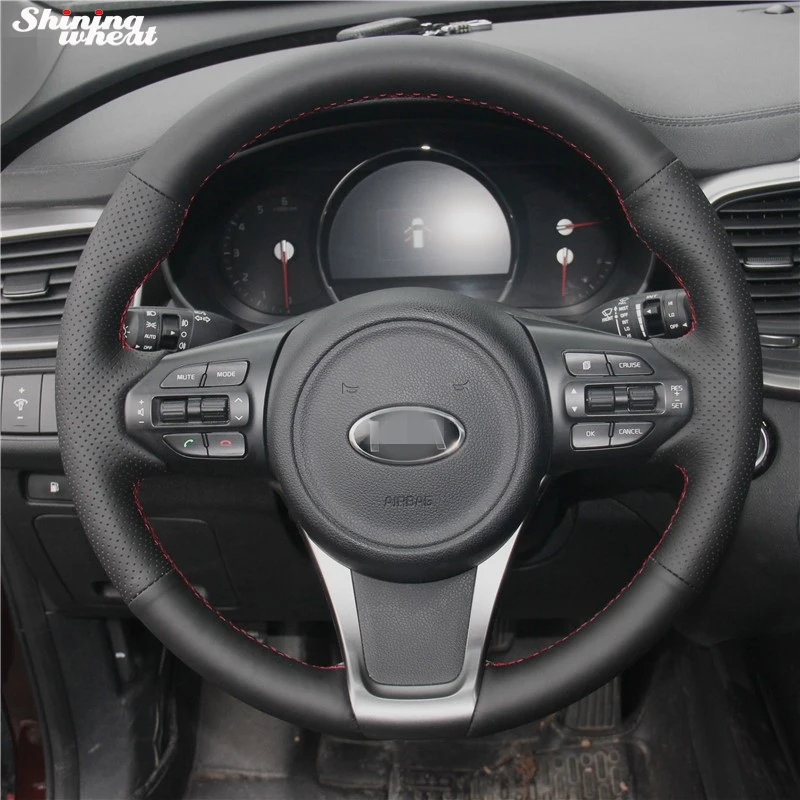 

Hand-stitched Black Leather Car Steering Wheel Cover for Kia Sorento 2015