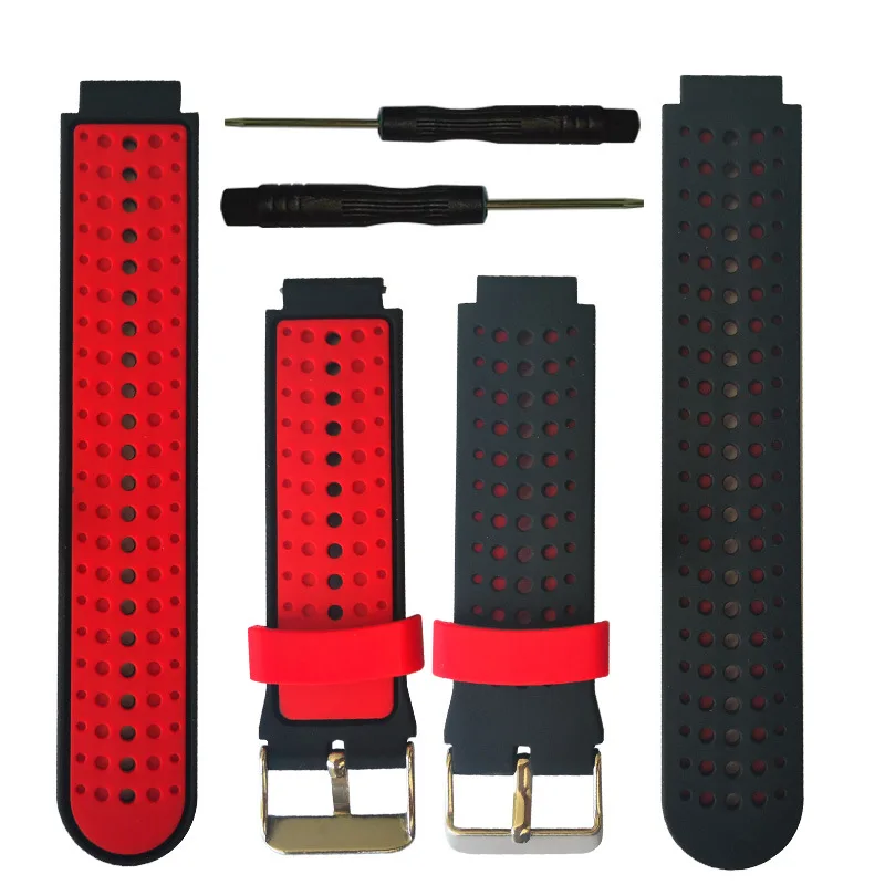 black red Silicone Replacement Watch Band for Garmin Forerunner 230 / 235 / 220 / 620 / 630 / 735 735XT watch Outdoor Sport Watchstrap - Цвет ремешка: black red