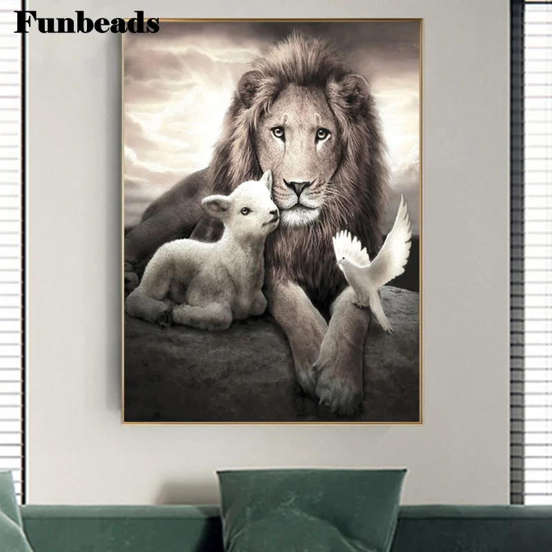 5D алмазная живопись Львы овечка голубь животные полная квадратная круглая