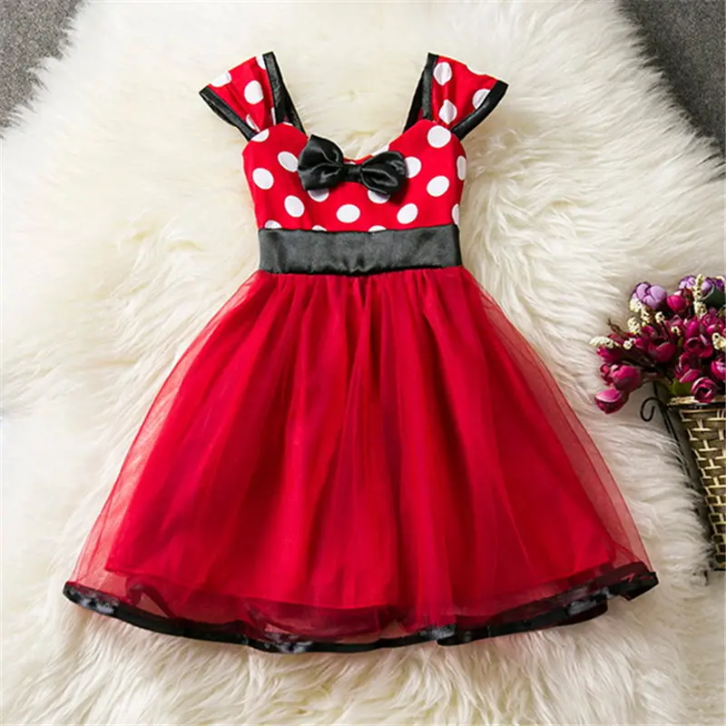 Новые платья для девочек vestido infantil Para Festa, милая детская одежда с Минни наряд принцессы на день рождения детское платье-пачка для девочек - Цвет: Red