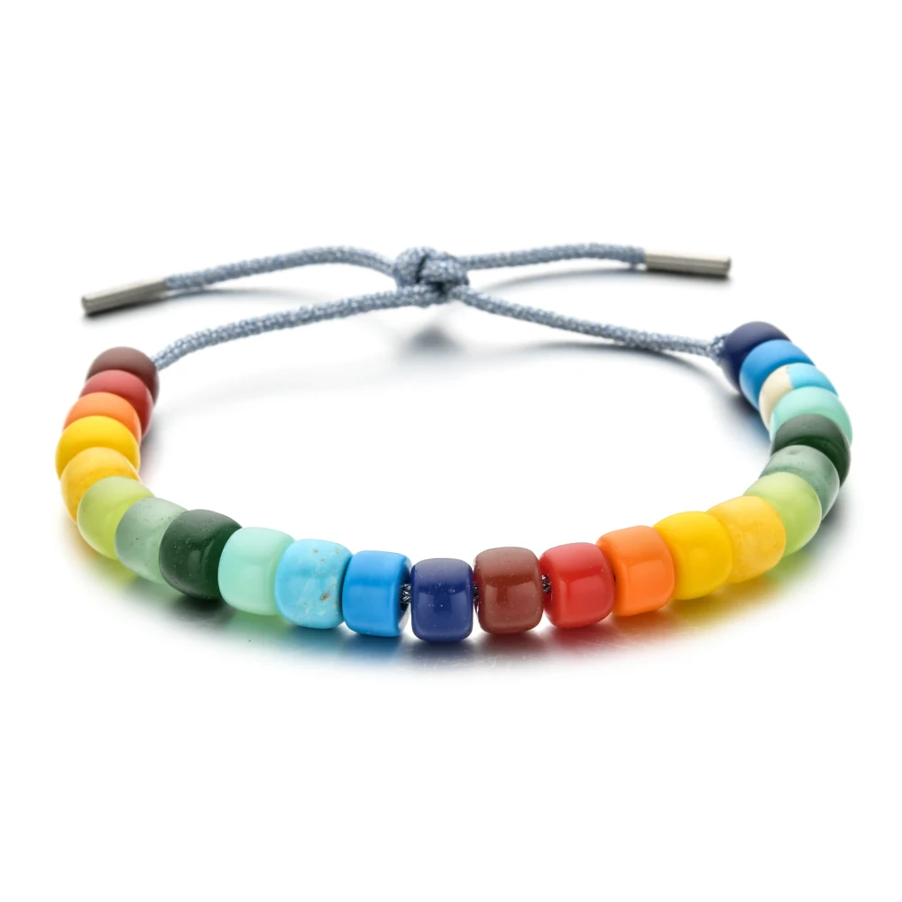 

ZMZY Handmade Rope Tie on Lucky Beads Rainbow Chakra Bracelets For Women Men Natural Stone Yoga Bracelet Women Jewelry Gift