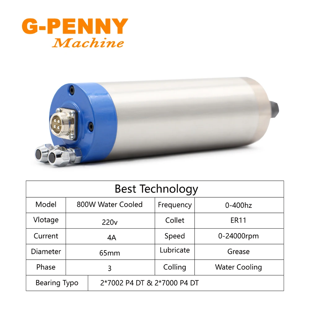 G penny 800W ER11 двигатель шпинделя с водяным охлаждением и 1.5KW VFD инвертор переменной
