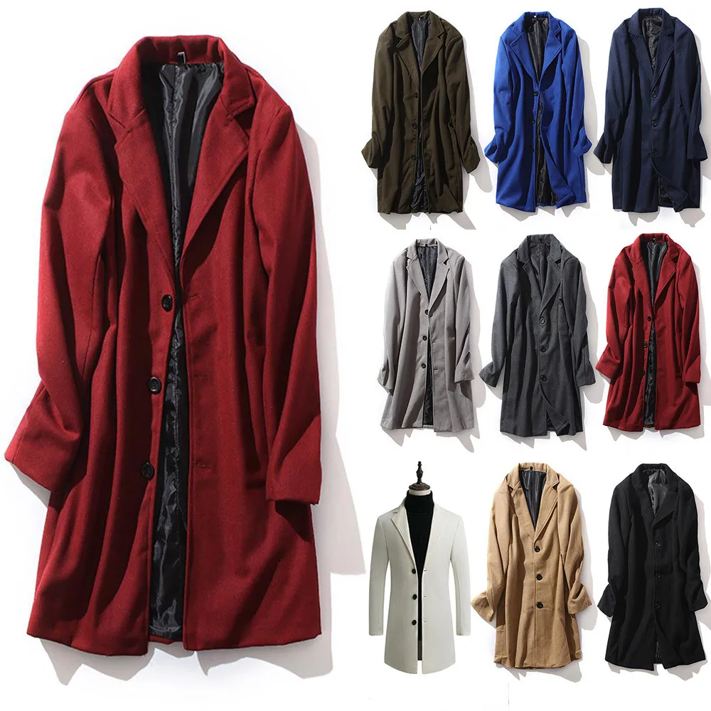 

Официальный высококачественный мужской длинный Тренч, куртка, теплые зимние пальто, кардиган на пуговицах, повседневное пальто, верхняя од...