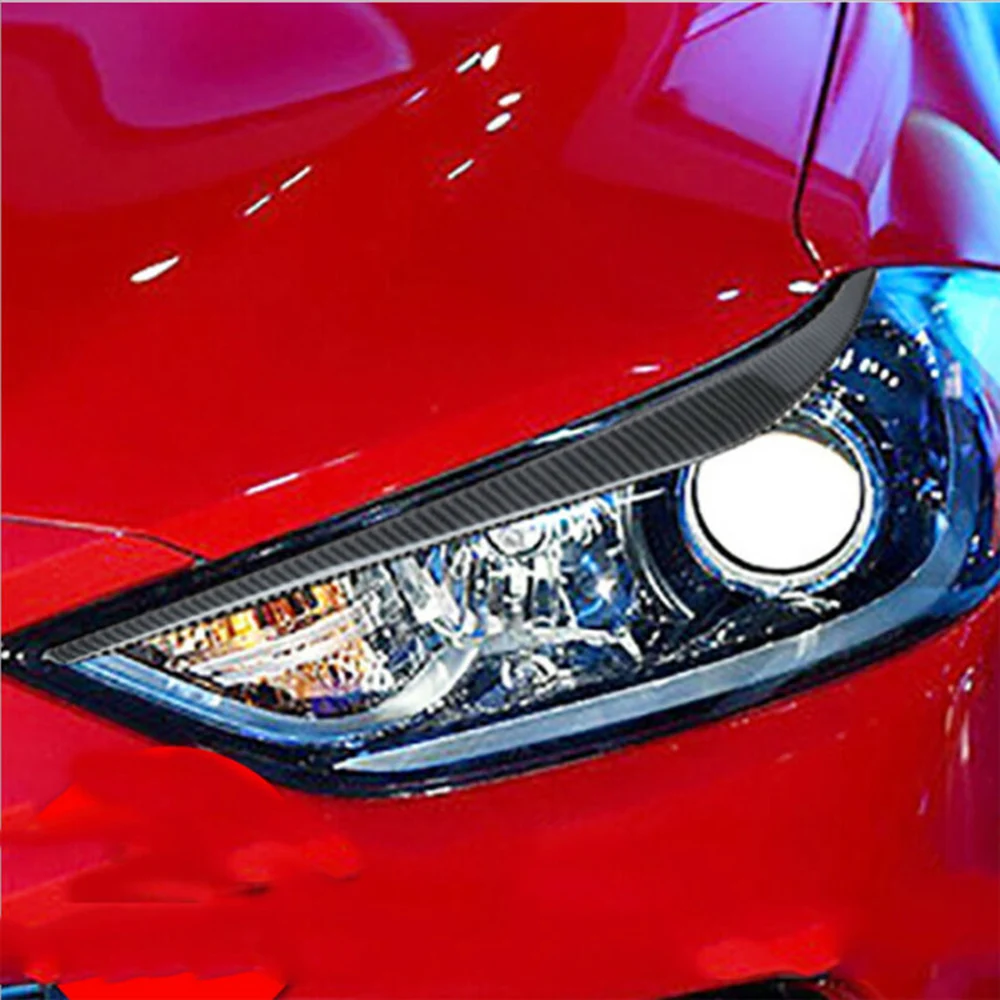 

1 Pair Headlight Lamp Eyelid Covers Car Carbon Fiber Front Trim Durable