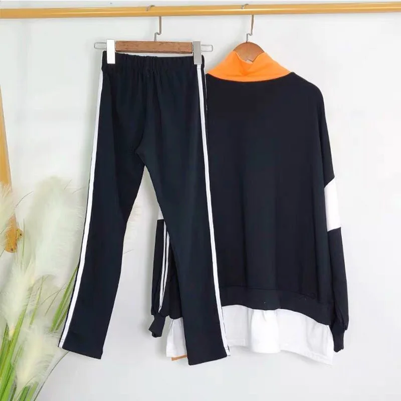 Женский повседневный костюм 2019 спортивный женский осенний из двух частей цвета с