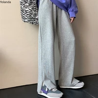 grey sweatpants women spring and autumn loose cut straight legged trousers high waisted slimming trend in harajuku
