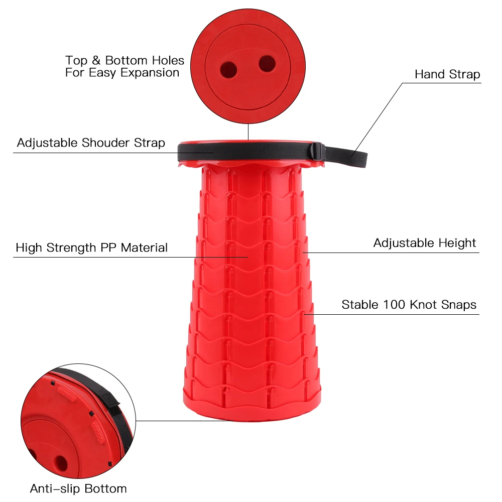 Satılık Teleskopik Geri çekilebilir Tabure Katlanır Sandalye Açık Taşınabilir Kamp Uygun Balıkçılık Plastik Sandalyeler Katlanabilir Cep