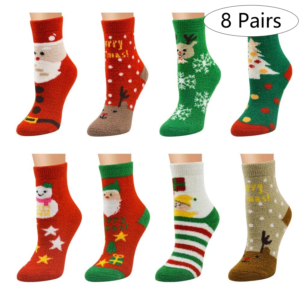 4/8 пар бесплатная доставка Рождественский коралловый флисовый носок Мультяшные